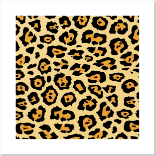 1980s safari animal yellow brown cheetah leopard print Posters and Art